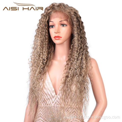 Aisi Hair 13x6 Long Wavy Ombre Blonde Dark Root Wig Kinky Curly Lace Frontal Wig Deep Wave Front Lace Hair Wigs For Black Women